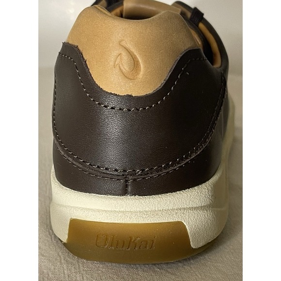 OluKai Men's Leather Shoes Brown Size 9-Tie Style w/collapsible Heel  10455-4848 - Picture 11 of 16